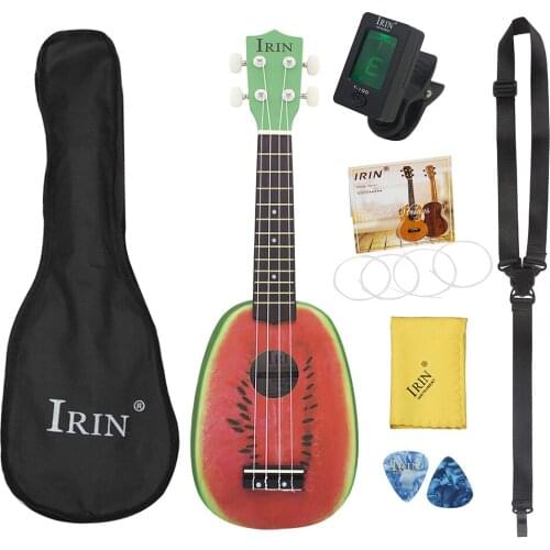 M MBAT 21 Inch Ukulele Hawaiian Watermelon Guitar Musical Instrument 4 Strings Basswood Ukulele Soprano Mini Guitar Set Gig Bag