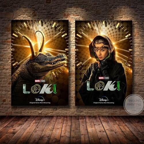 Lady Loki and Crocodile Funny Poster, Canvas Wall Art Painting, Living Room Bedroom Lounge Modern Decoration Cuadros Para Sala