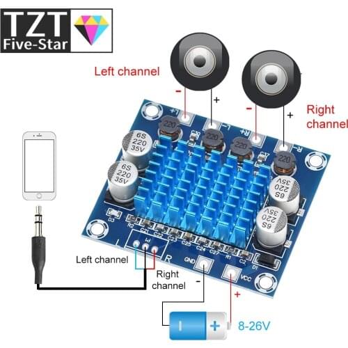 TZT TPA3110 XH-A232 30W+30W 2.0 Channel Digital Stereo Audio Power Amplifier Board DC 8-26V 3A