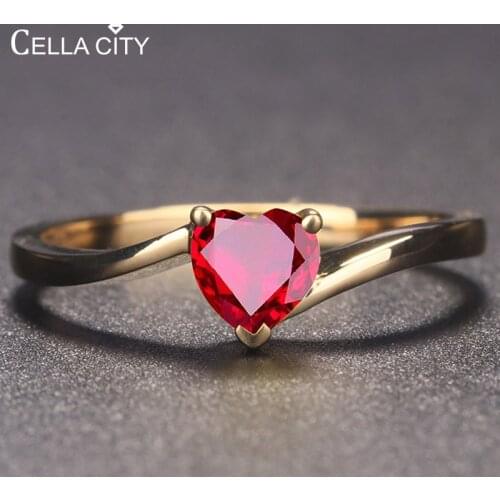 Cellacity 925 silver ruby ring heart shape red/blue color engagement Rings for charm women fashion Jewelry wholesale gift
