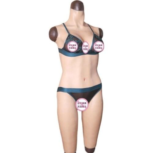 Women Silicone Breast Forms Body Suits Fake Boobs Body for Crossdresser Shemale Five Points One-piece Body Shaper Yinyi Milk New