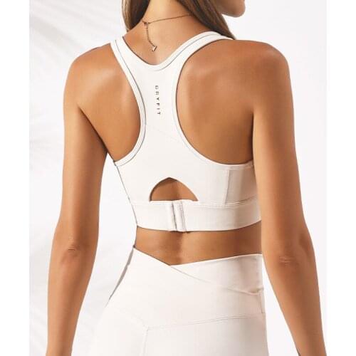 BACK BUCKLE RACERBACK Shockproof Athletic Sports Bra Top Women Solid Breathable Stretchy Padded Yoga Running Fitness Brassiere