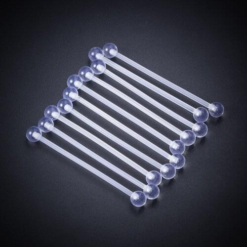 10-50PCS Punk Industrial Barbell Cartilage Earring Retainer Acrylic Bioflex & Stainless Steel Industrial Piercing Earrings 14G