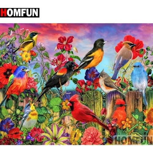 HOMFUN Full Square/Round Drill 5D DIY Diamond Painting "Birds and flowers" Embroidery Cross Stitch 5D Home Decor Gift A14929
