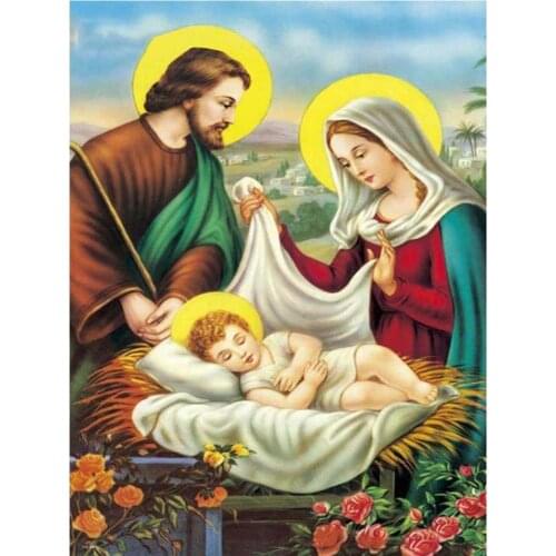Diamond Painting Icon Full Square Rhinestones Picture Holy Family Church Handicraft Diamond Mosaic Embroidery Icon Decoration