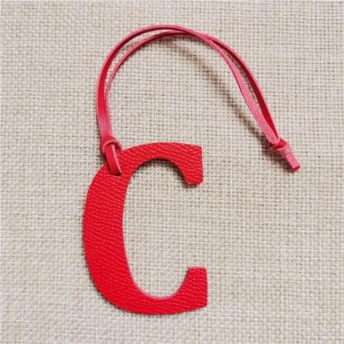 Rainbery DIY Alphabet A-Z C Genuine Leather Initial Capital English Letter Keychain Backpack Pendant Ladies Women Bag Charm