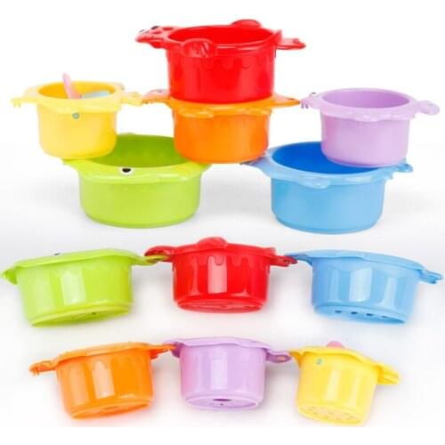 Infants Bath Toys Game in Bathtub Bathroom Pool Bath Time for Age 1-3 Kids Colorful Stacked Cups for Infants 6-12 Months 69HE