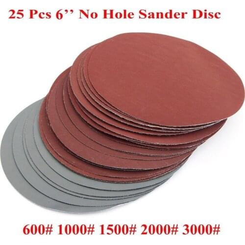 25pcs/Set 6 Inch 150mm Round Sandpaper Disk Sand Sheets Grit 600-3000 Hook Loop Sanding Disc For Sander Grits Abrasive Tools