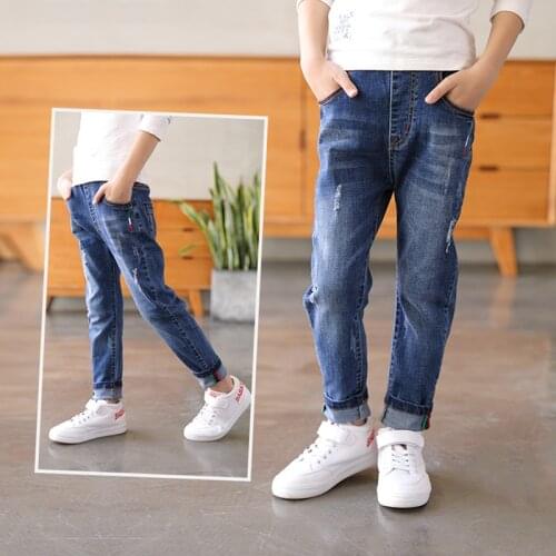 IENENS Kids Boys Jeans Classic Pants Denim Clothing Children Fashion Boy Casual Bowboy Long Trousers 5-13Y