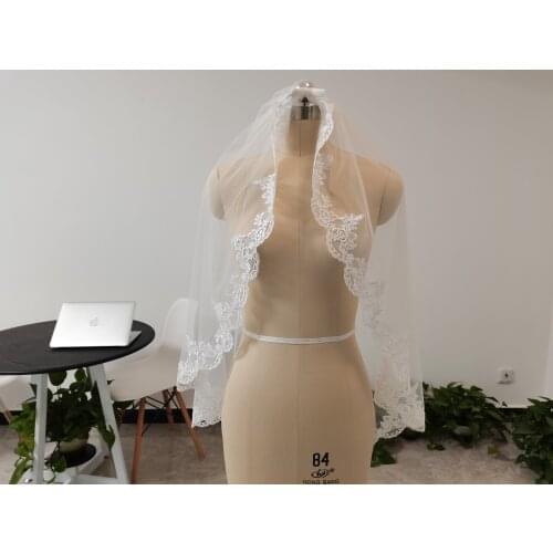 Lace edge bridal wedding veil white/ivory one layer elbow length wedding veil with comb bridal veil