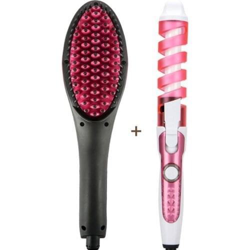 Hot hair straightener brush ionic PTC fast heating hair straightener Lcd display straightening irons