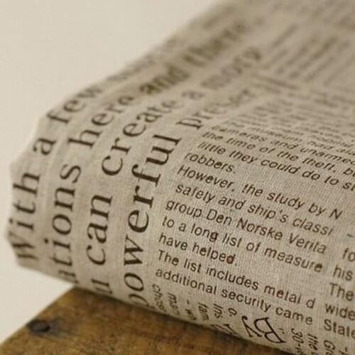 Newspaper Printed Cotton Linen Patchwork Fabric Woven Resistant Cotton Linen Sewing Material DIY Handmade Quilting Cloth Fabric