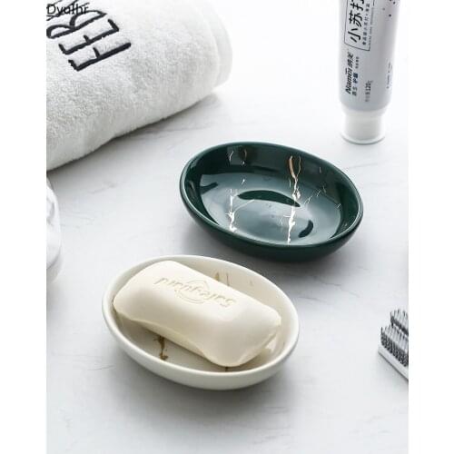 Nordic ceramic soap dish drain toilet hotel restaurant high-end soap porcelain soap tray soap dish soap box DyuIhr