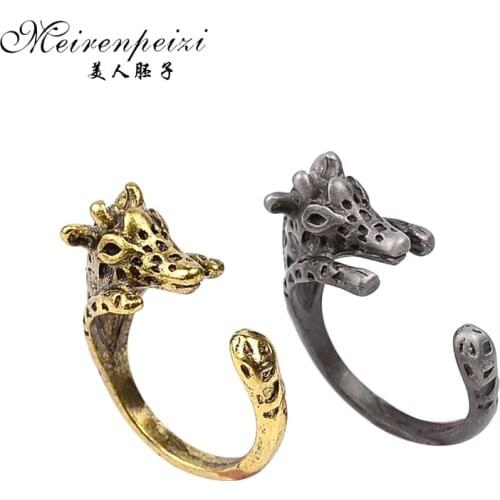 Hot Sale Giraffe Animal Adjustable Alloy Animal Ring For Women Girls Men Unique Rings High Quality Jewelry Xmas Gift To Friends