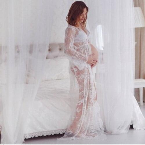 European And American-Style Pregnant WOMENS Photoshoot Portrait Lace Dress Pregnant WOMENS Mopping