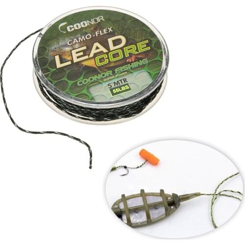 Lixada Fishing Line 35lb / 45lb / 55lb 5m Leadcore Braided Camouflage Carp Fishing Line Hair Rigs Lead Core Fishing Tackle