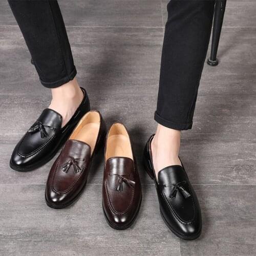 2019 new mens replacement hair shoes autumn British breathable mens casual leather shoes large size37-48