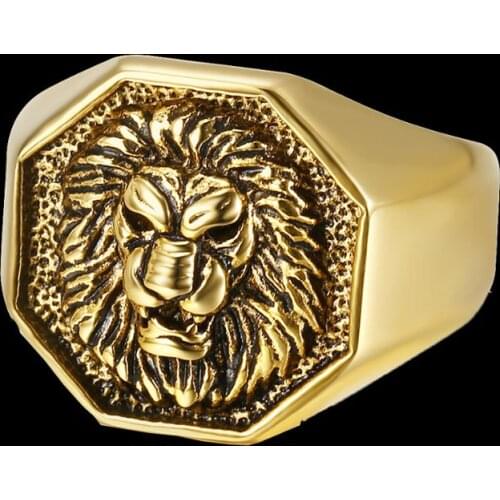 Antique Rock Roll Style Lion Wolf Head Mens Ring Unisex Finger Ring Punk Gift Party Dairy Wear