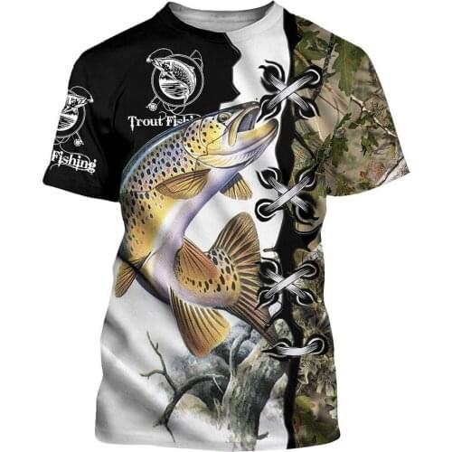 2021 New Fashion T-shirt Trout Fishing Series 3D Printing Unisex Casual T-shirt Hip Hop Fun Street Sports Top Oversized t-shirt