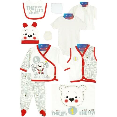 Newborn Baby Boy 10 Piece Hospital Output The Zibin Set Teddy Bear pattern 100% Cotton Baby Hospital Outfit Baby Set 0-3 9,9-12months