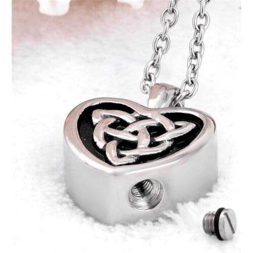 Ribbon Heart Cremation Urn Necklace Memorial Jewelry Stainless steel Ashes Keepsake Urns Keepsake