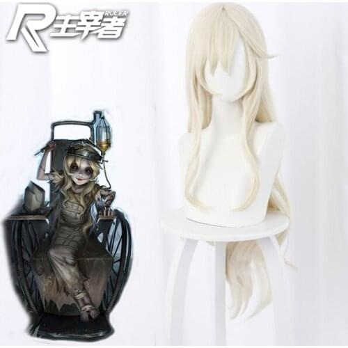 Game Identity V Sculptor Cosplay Light Golden Blonde 80cm Long Wig Heat Resistant Synthetic Hair Halloween Party Props