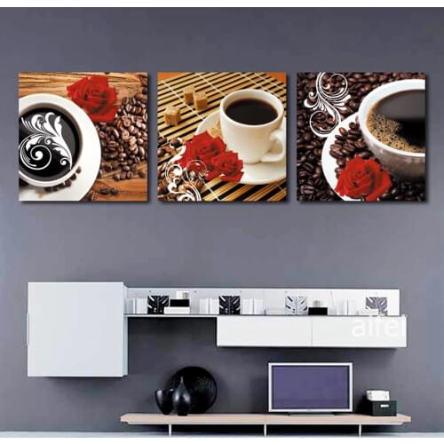 Modern Home Decoration Nordic Poster Coffee With Rose Flower Canvas Painting Kitchen Restaurant Wall Art Pictures No Frame