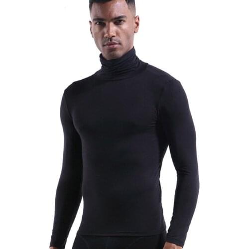 Thermal Undwear Tops for Men Neck Protection Modal Turtleneck Long-Sleeved Warm Autumn Winter Thin Tight Bottoming Shirt Top 3XL
