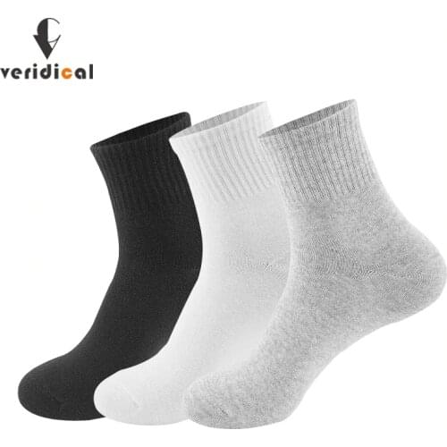 Veridical 10 Pairs/Lot Cotton Men Compression Socks Solid Black White Athletic Sport Breathable Men Short Socks Brand EU39-45