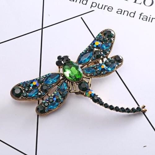 Vintage Crystal Dragonfly For Women Collar Pins Dragonfly Pendant Jewelry accessories enamel Long Necklace Chain