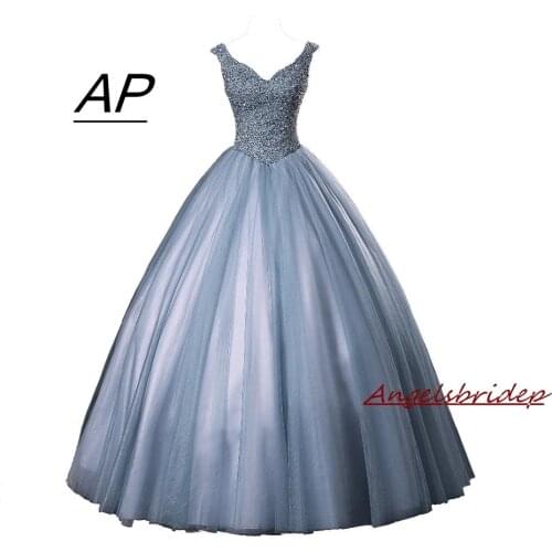 Vintage Straps Ball Gown Quinceanera Dresses 2021 Princess Party Gowns Formal V-Neck Beads Sequins Sweet 16 Masquerade Gowns