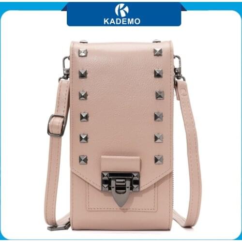 KADEMO Ladies Shoulder Bag Women Fashion Rivet Crossbody Bags For Women Leather Bag Small Punk Messenger Bags for Female Girl