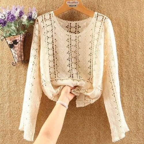 Hollow long-sleeved outer thin knit sweater women 2021 spring and autumn new fashion all-match blouse foreign style leisure