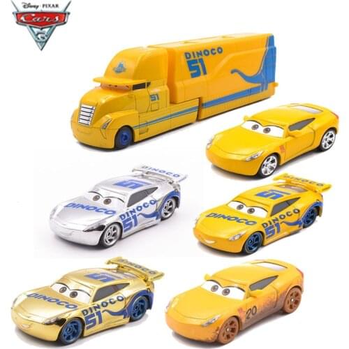 1:55 Metal Alloy Toys Vehicle Disney Pixar Cars 3 Dinoco Cruz Ramirez No.51 Car Model All Collection Childrens Educational Toy