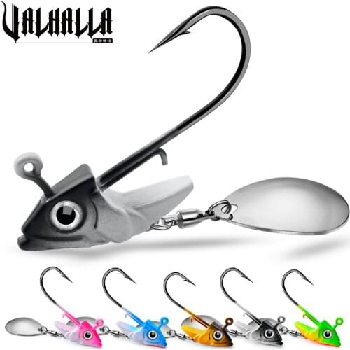 VALHALLA 100PCS Fishing Head Hooks 7.5g 10.5g 15g 3D Eyes Rolling Swivel Spinner Spoon Sharp Jig Hooks Fishing Accessories