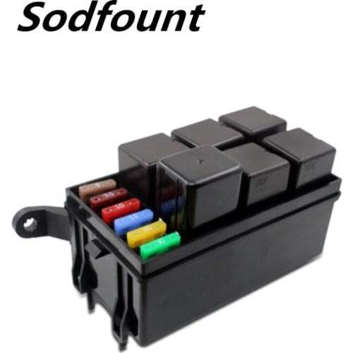 12-Slot Relay Box 6 Relays 6 ATC/ATO Standard Fuses Holder Block with 41pcs Metallic Pins Universal for Automotive Accessories