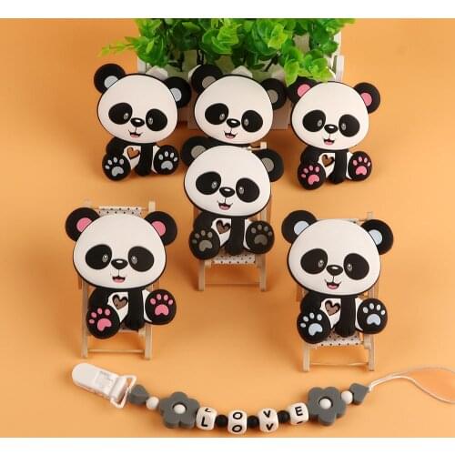 Kovict 5/10pcs Chinese Panda Silicone Baby Teether Rodent Baby Teething Toys Chewable Animal Shape Baby Products Nursing Gift