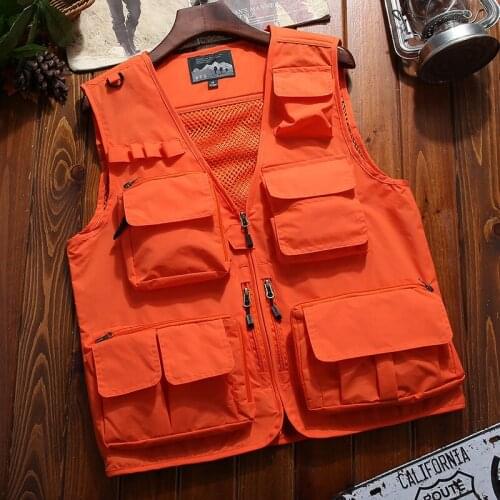 7XL Large Size Mens Multi-pocket Quick Dry Vest Adult Outdoor Travel Hiking Camping Sleeveless Fishing Photography Waistcoat