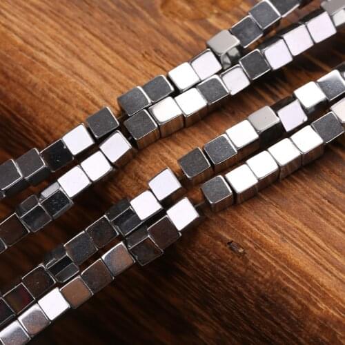AAA quality Natural Stone Sliver Hematite Cube Square Loose Spacer Beads For Jewelry Making Diy necklace