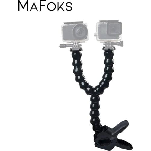 Sport Action Camera Accessories Adjustable Flexible Holder Clamp Tripod Double Neck For GoPro Hero 6 5 4 3 2 SJCAM Xiaomi Yi