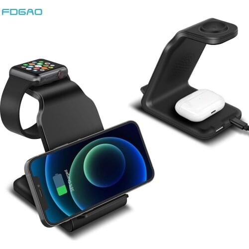 15W Fast Wireless Charger Stand 3 in 1 Qi Charging Station For iPhone 12 11 Pro XS MAX XR X 8 Apple Watch SE 6 5 4 3 AirPods Pro