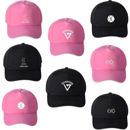 Kpop SEVENTEEN EXO WANNA ONE Cotton Caps Boy Spring Autumn Baseball Hat Peaked Cap Sunhat Black Pink Color Outwear