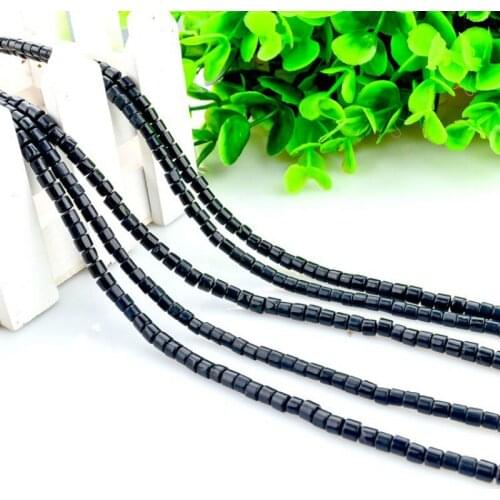 Natural obsidian cylindrical loose beads Obsidian beads used in jewelry making DIY necklace bracelet accessories 4x4m