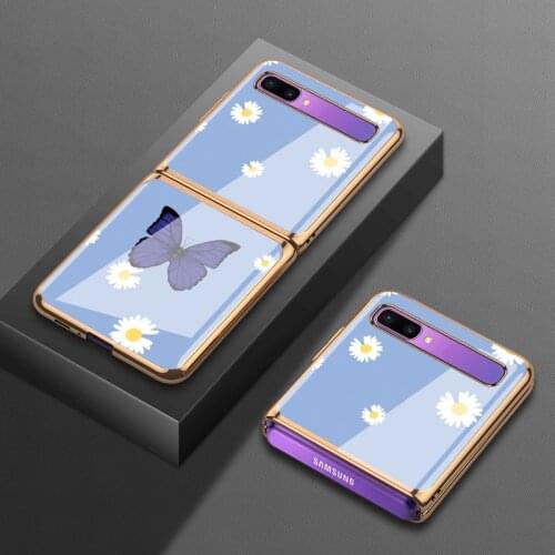 For Samsung zflip mobile phone case f7000 protective cover 5g folding f7070 glass f700f electroplating f700n Butterfly
