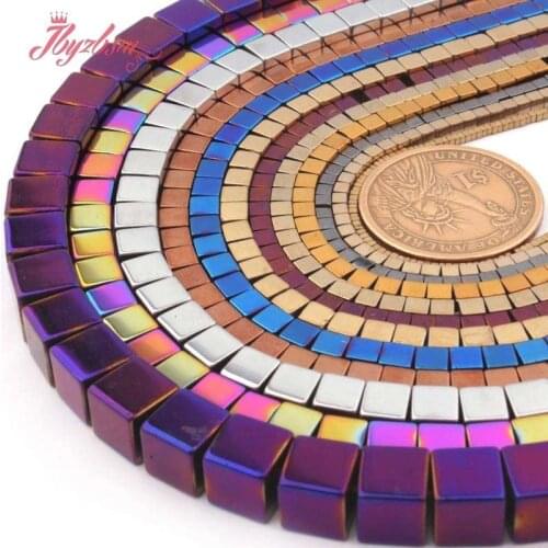 1,2,3,4,6,8mm Smooth Suqare Hematite Beads Loose Spacer Natural Stone Beads For Necklace Bracelets Earring Jewelry Making 15"