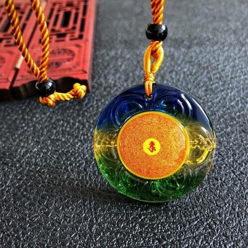 Greco-Buddhist pocket travel efficacious Auspicious Buddhist Amulet Exorcise evil spirits Shurangama Mantra Crystal Pendant