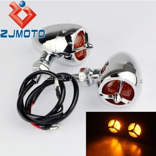 Chrome Bullet LED Turn Signal Flasher Blinkers Indicator Motorcycle Turn Signal Lights For Sportster Bobber Custom Chopper