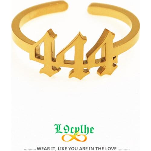 111 222 333 444 555 666 777 888 999 Angel Number Rings For Women Men Gothic Jewelry Stainless Steel Finger Ring Adjustable Bague