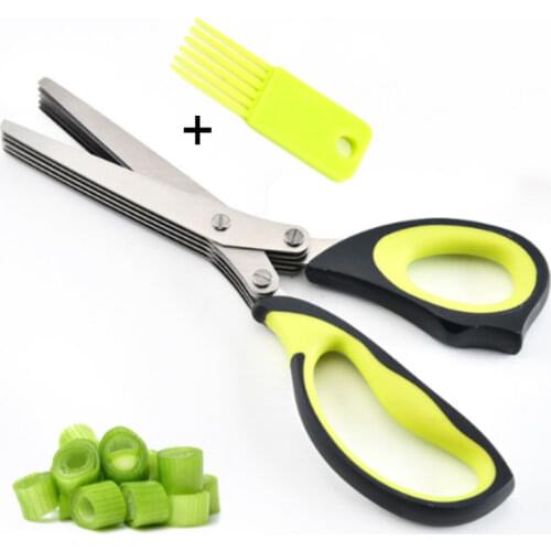 Stainless Steel Kitchen Scissors 5 Blades Scallion Shredded Herb Rosemary Chopped Cutter Kitchen Scissors Tool Accessories