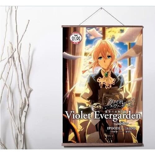 Lot style Choose Violet Evergarden Anime Art Canvas print poster decoration painting with solid wood hanging scroll